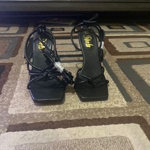 SHEIN Black Lace up Heels, Size 7.5